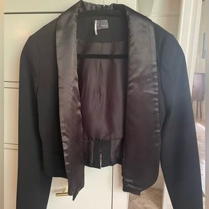 Sparkle and fade cropped black tuxedo jacket